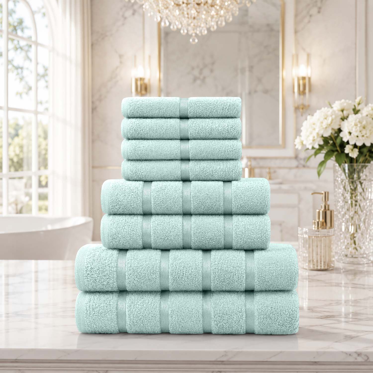 Duck Egg 2 8 Piece Ultra Soft Cotton Towel Bale Set - Duck Egg
