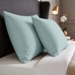 2 Pack Soft Plain Dyed Pillowcases - Duck Egg - Image 3