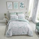 Luxury Marble Print Duvet Cover Set - Duck Egg