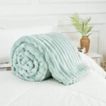 Luxury Ribbed Fleece Throw - Duck Egg - Image 2