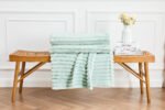 Luxury Ribbed Fleece Throw - Duck Egg - Image 4