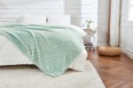Luxury Ribbed Fleece Throw - Duck Egg - Image 7