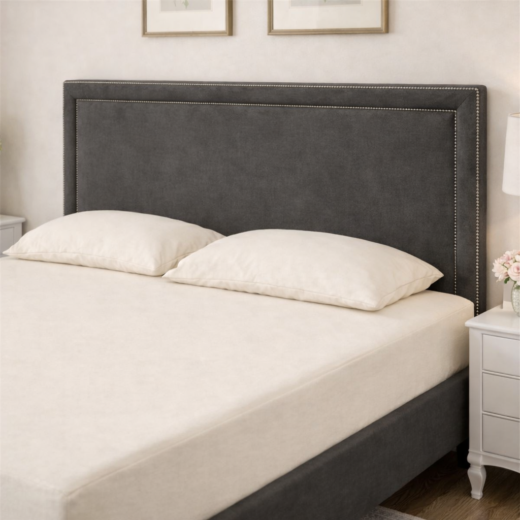 Elegant bedroom with soft decor 100% Cotton 400 TC Deep Fitted Bed Sheet - Cream - Image 1