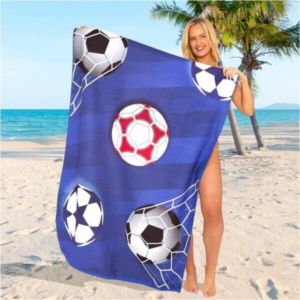 Sand Free Beach Towel Football - Blue