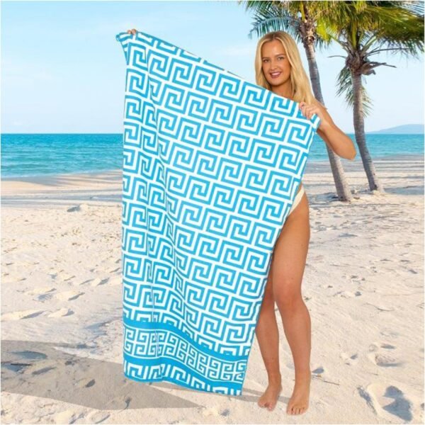 Sand Free Beach Towel Greek Pattern - Blue
