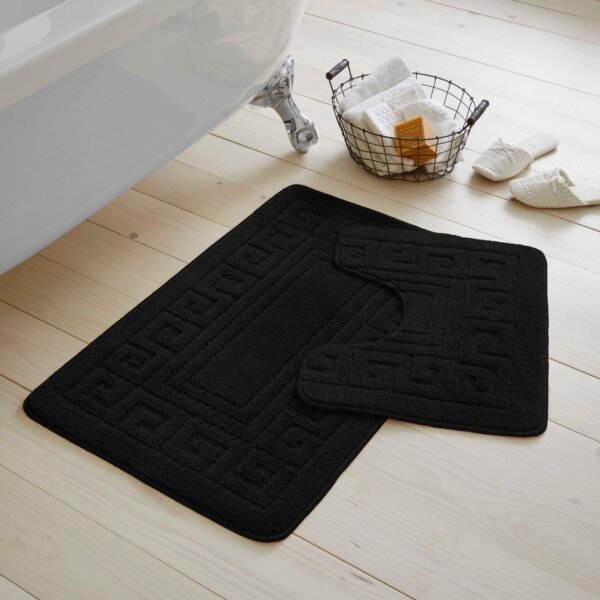 2-Piece Greek Bath Mat Set - Aqua