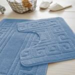 2-Piece Greek Bath Mat Set - Blue