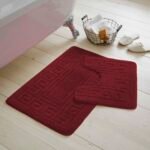 2-Piece Greek Bath Mat Set - Burgundy