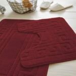 2-Piece Greek Bath Mat Set - Burgundy