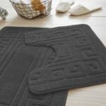 2-Piece Greek Bath Mat Set - Charcoal