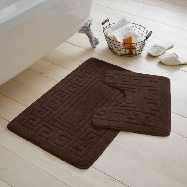 2-Piece Greek Bath Mat Set - Choco