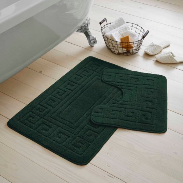 2-Piece Greek Bath Mat Set - Dark Green