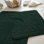 2-Piece Greek Bath Mat Set - Dark Green