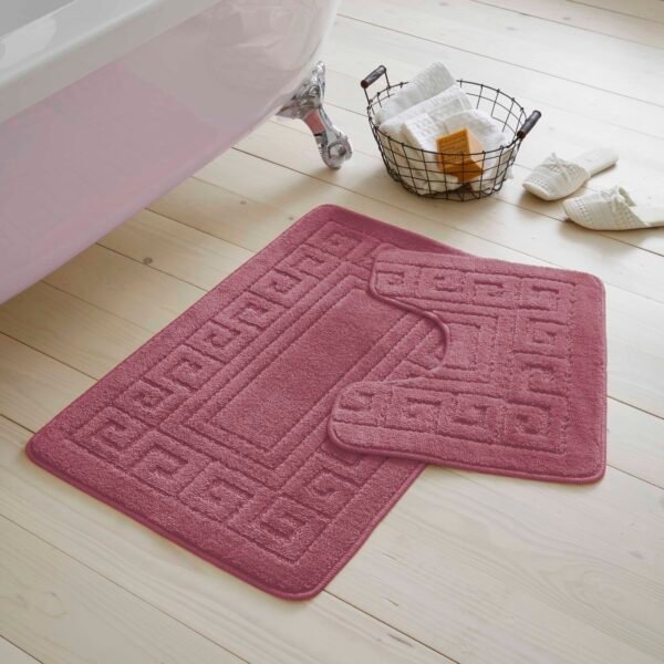 2-Piece Greek Bath Mat Set - Dusty Pink