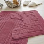 2-Piece Greek Bath Mat Set - Dusty Pink