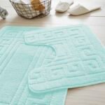 2-Piece Greek Bath Mat Set - Aqua