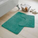 2-Piece Greek Bath Mat Set - Teal
