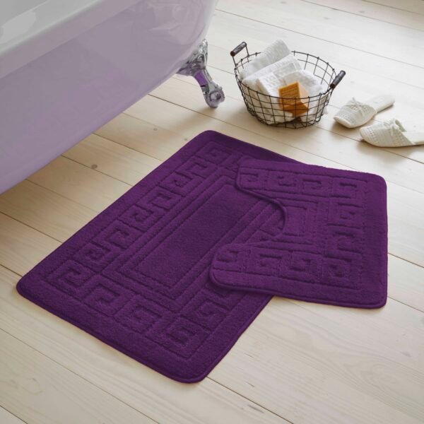 2-Piece Greek Bath Mat Set - Purple