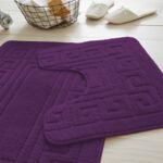 2-Piece Greek Bath Mat Set - Purple