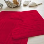 2-Piece Greek Bath Mat Set - Red
