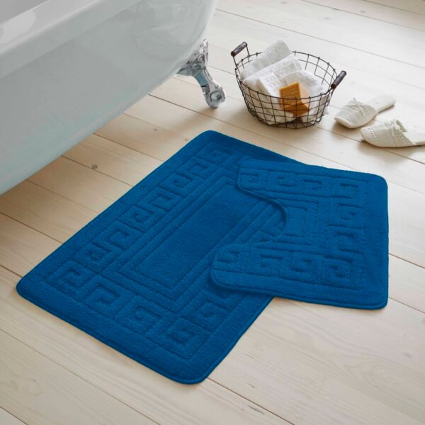 2-Piece Greek Bath Mat Set - Royal Blue