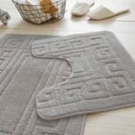 2-Piece Greek Bath Mat Set - Silver