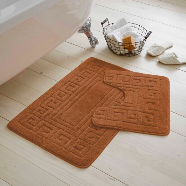 2-Piece Greek Bath Mat Set - Terracotta