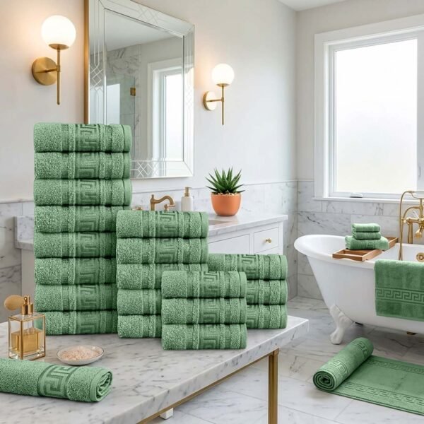 20 Piece Luxury Cotton Greek Towel Bale Set - Green