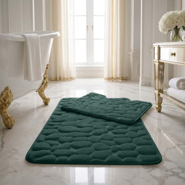 Luxury Pebbles Bathroom Mat 2 Piece - Green