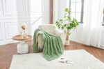 Luxury Ribbed Fleece Throw - Green - Image 10