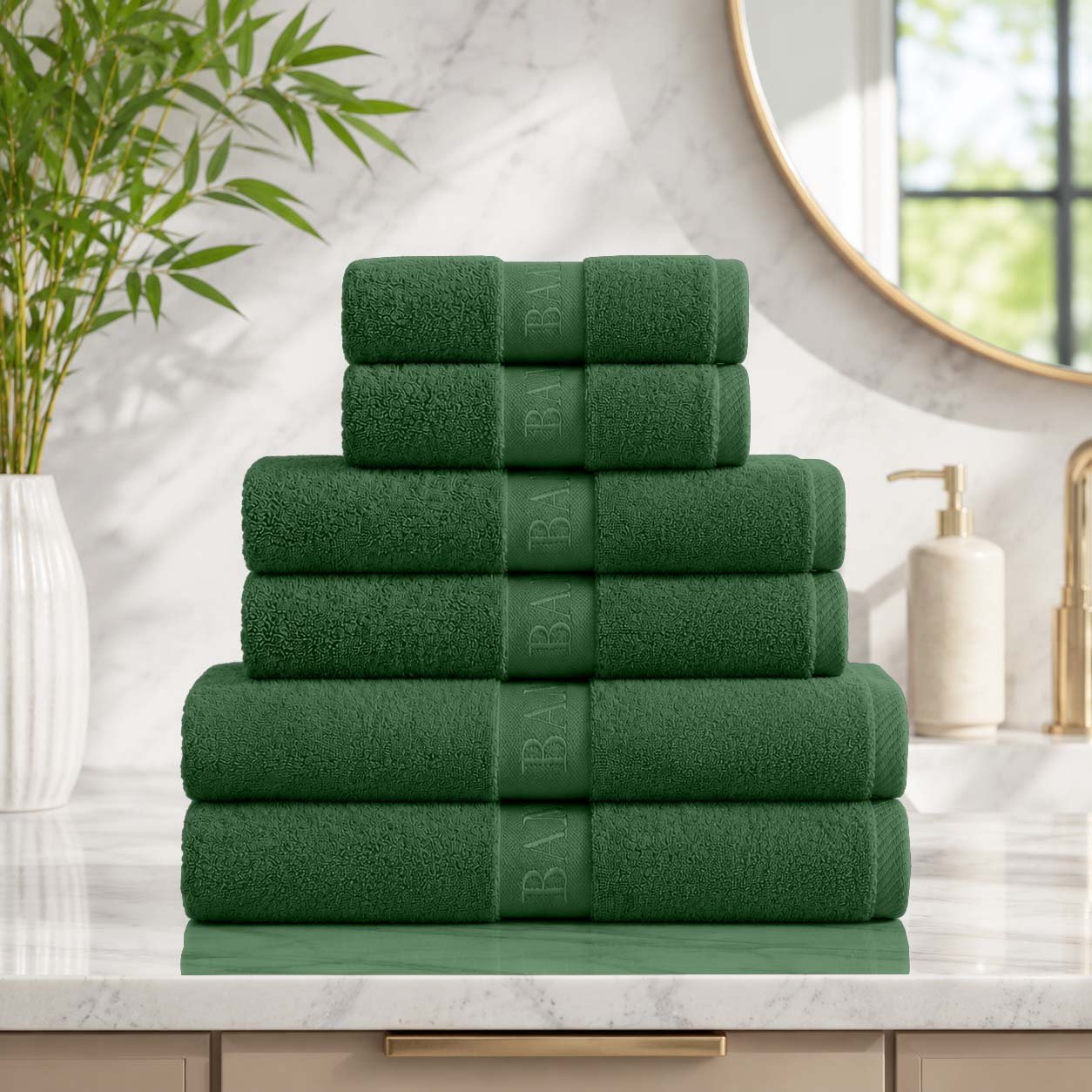 Green 2 Highly Absorbent Soft Bamboo Towel Set - Green