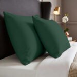 2 Pack Soft Plain Dyed Pillowcases - Dark Green - Image 4
