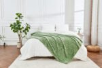 Luxury Ribbed Fleece Throw - Green - Image 7