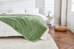 Luxury Ribbed Fleece Throw - Green - Image 8