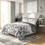 Reversible Flowers Duvet Cover Set - Grey