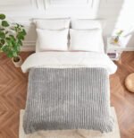 Luxury Ribbed Fleece Throw - Grey