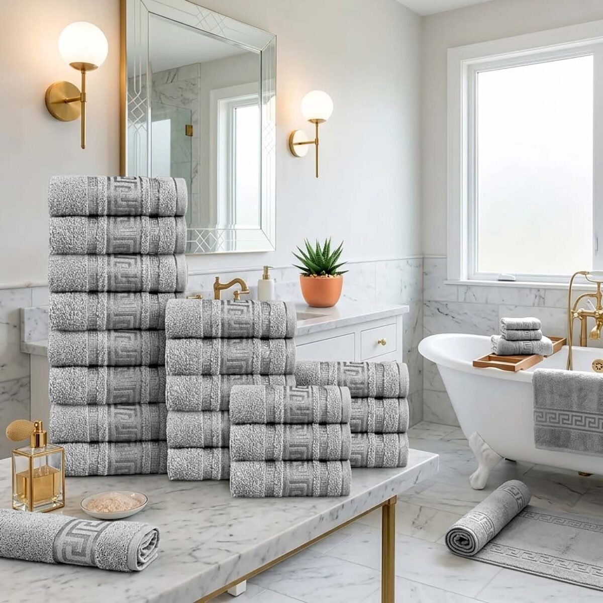 20 Piece Luxury Cotton Greek Towel Bale Set - Grey