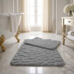 Luxury Pebbles Bathroom Mat 2 Piece - Grey