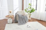 Luxury Ribbed Fleece Throw - Grey - Image 10