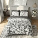 Reversible Flowers Duvet Cover Set - Grey