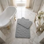 Luxury Pebbles Bathroom Mat 2 Piece - Grey