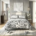 Reversible Flowers Duvet Cover Set - Grey