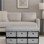Large Ribbed Storage Boxes with Lid - Grey