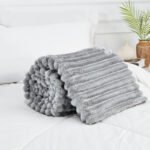 Luxury Ribbed Fleece Throw - Grey - Image 2