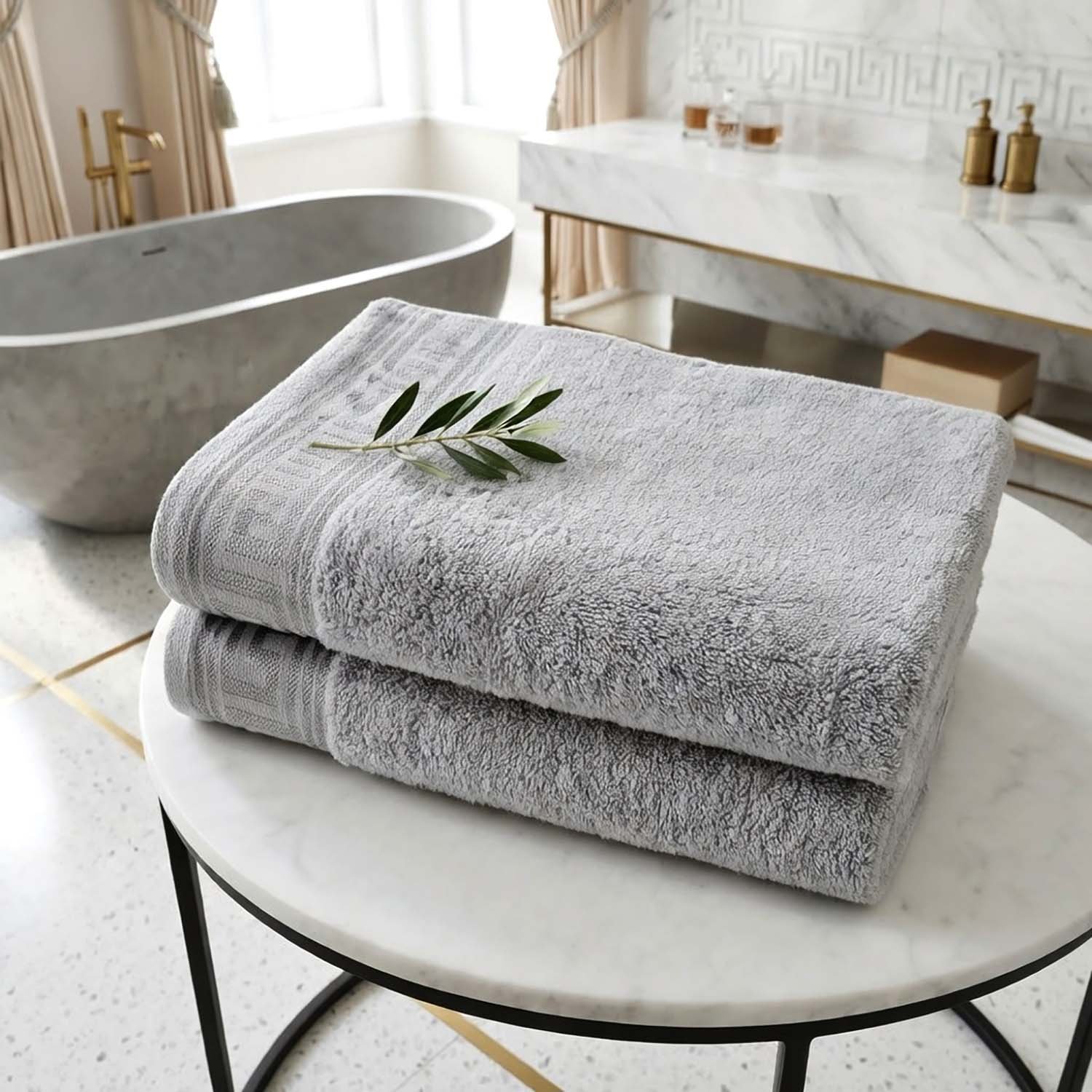 Grey 3 Soft 500 GSM Absorbent Cotton Towels - Grey