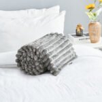 Luxury Ribbed Fleece Throw - Grey - Image 3
