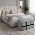 Large Ribbed Storage Boxes with Lid - Grey