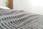 Luxury Ribbed Fleece Throw - Grey - Image 6