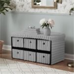 Large Ribbed Storage Boxes with Lid - Grey