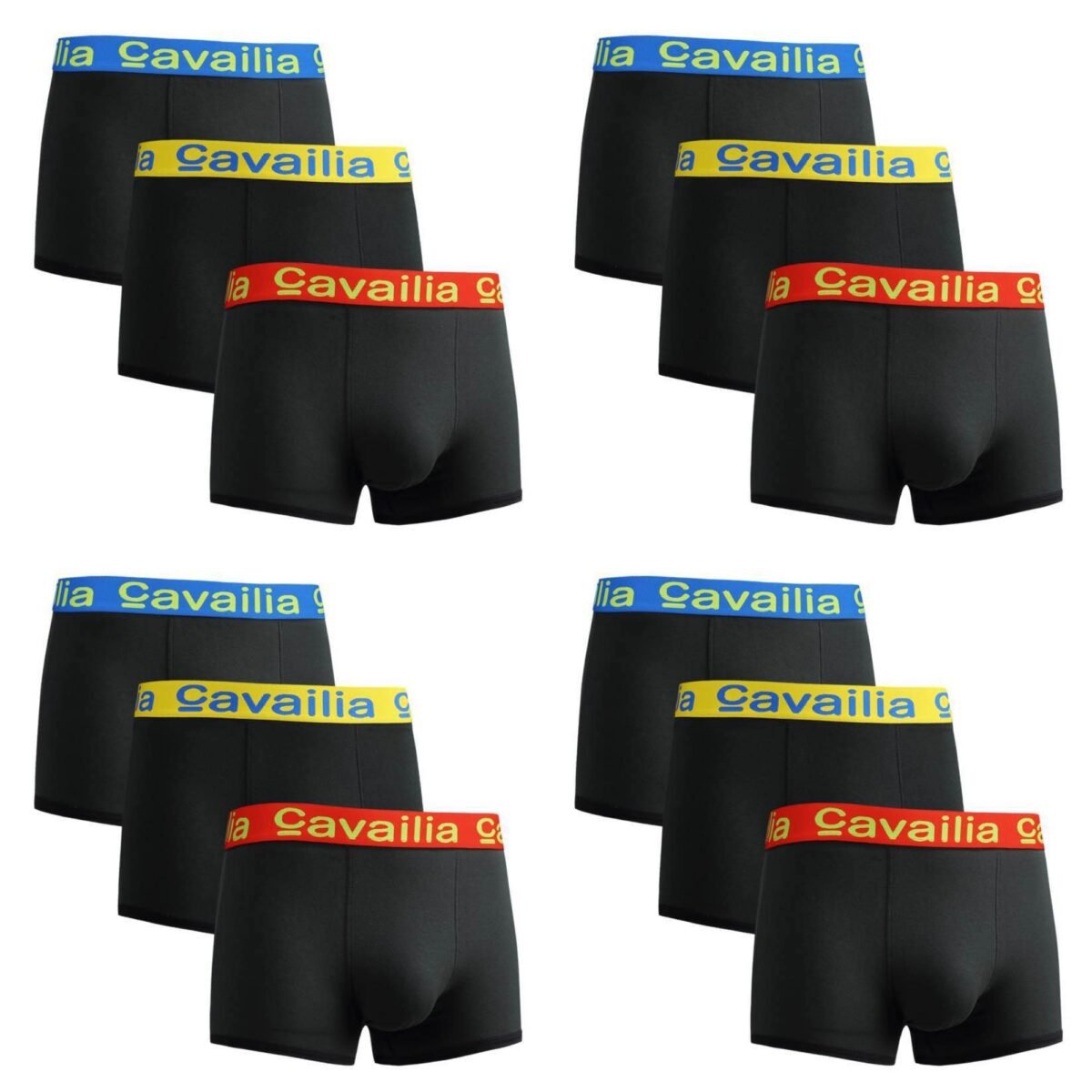 12 Pack Cotton Boxer Shorts – Black Bright Mix